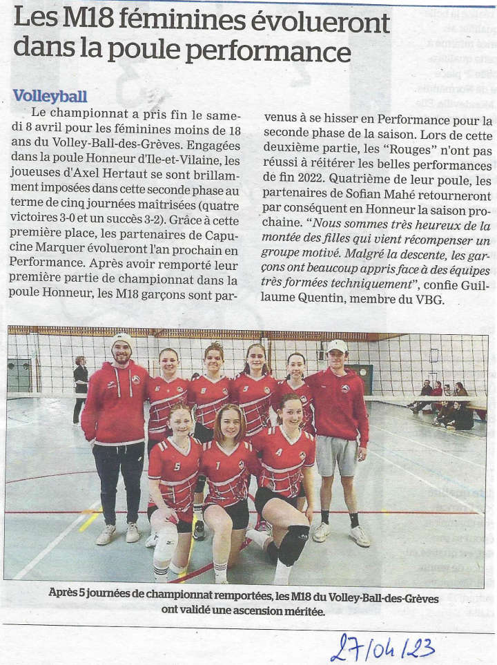 La Manche Libre - 27-04-2023 - Les M18-F en poule Performance !
