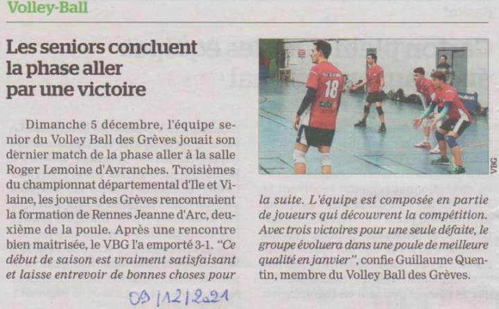 Les Seniors du VBG terminent par une victoire !